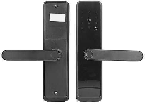 Smart Lock, 5 in 1 Touchscreen Keypad Front Door Keyless Entry Door Lock with Fingerprint, APP Control, Code, IC Card & Key, Electronic Fingerprint Door Lock with Handle for Home