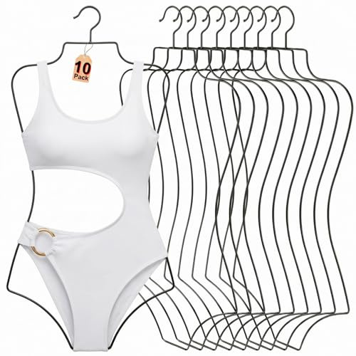 SYNHOZZ Grucce appendiabiti in filo nero a forma di corpo per lingerie, confezione da 10 grucce in metallo per bikini e