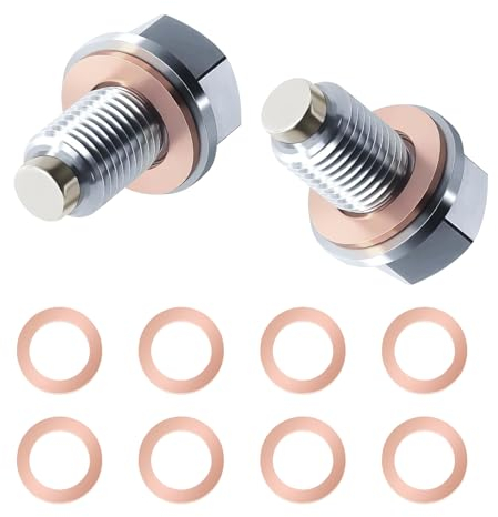 2 Stück Magnetische ölablassschraube,M14 x 1,5 mit 10 ölablassschraube Dichtung öl Ablassen Schraube Magnetische Dichtung Ölwannenablassmutter Ablassschraube Öl für Meisten Autos Boote Motorräder