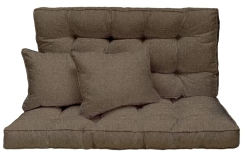 Hollywoodgunga dyna 120 x 50 cm – 2-sitsigt set: sittdyna och ryggkudde – quiltad och tjock vadderad 10 cm – kudde för trädgårdsbänk, pallbänk, balkongbänk och terrass – Savana mörk [133]