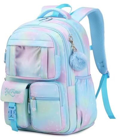 Sisipoet Cartable Fille Primaire, Sac à Dos Léger Imperméable pour Collège | Sac à Dos avec Fenêtre Transparente, Bretelles Respirantes, Bandes Réfléchissantes pour Filles de 9 à 16 ans pour les Voyages