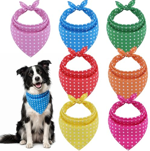 Bmeigo Dog Bandana 7pcs Pet Bandanas Cute Dots Triangle Bibs Fits 21 Neck