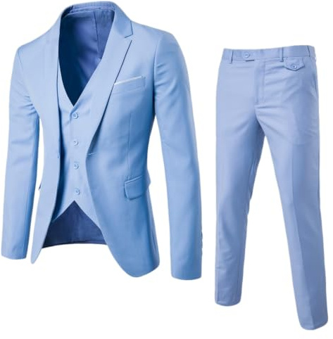 Herr 3-delad brudgum kostym slim fit 1-knapps