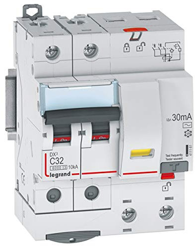 411161 Legrand Disjoncteur différentiel 32A type AC 30mA DX³6000 10kA 2P