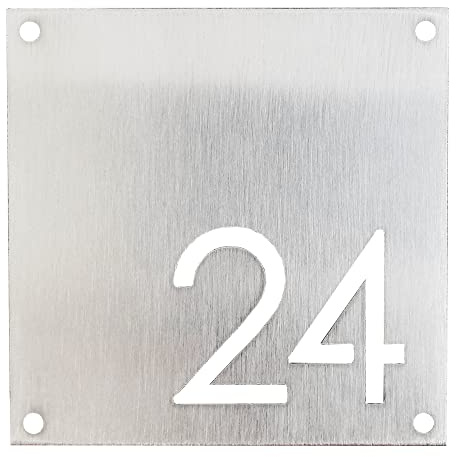GUIZZO Creart - Numero Civico Esterno in Acciaio Inox, Targa Personalizzata con Numeri Civici Esterni, Via e/o Famiglia e Nomi Made in Italy, Targhetta Personalizzata Porta Ingresso Esterno, 20x20H cm