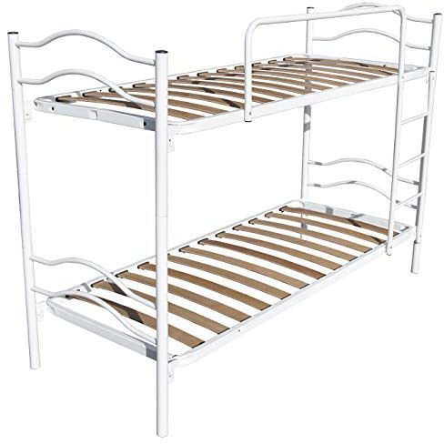 DOLCI SOGNI Letto a Castello per Adulti e Bambini Scomponibile in 2 Letti Singoli 80x190 cm, Altezza 150 cm, Colore Bianco, Letti a Castello con 2 Rete Letto Singolo 80x190 cm