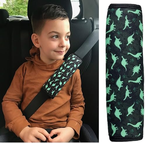 HECKBO1x Dino Dinosaures Protecteur de ceinture de sécurité pour ceinture de sécurité Coussin d'épaule Coussin d'épaule Sièges d'auto Coussin de ceinture de sécurité pour enfants et garçons