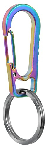 PPFISH Titanium Heavy Duty Carabiner Keychain, EDC Quick Release Hooks with Titanium Key Ring Set for Men Women (Multicolor)