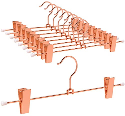 Amber Home 10 Stück 30cm Kupfer Eisen Kleiderbügel, Metall Hosenbügel Aufhänger für Hosen Shorts Rock Socken Unterwäsche, mit rutschfest Clips