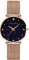 HANNAH MARTIN Sternenhimmel Damen Uhren Analog Quarz Edelstahl Wasserdicht Mesh Ultradünne (Schwarz Oberfläche ，Rosegold Armband)