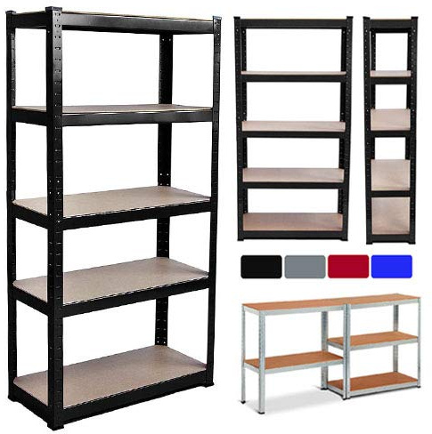 BRIEFNESS 5 Tier Racking Shelf Heavy Duty Garage Shelving Storage Shelves Unit for Workshop/Shed/Office/Garage, 150x70x30cm Black, 5 Year Warranty