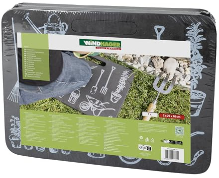 Windhager Coussin pour Genoux Motiv - Anthracite - Coussin de Sol, Coussin Genoux, Tapis Exterieur, genouillères - Protège-Genoux de Jardinage, Le Yoga, Le Travail - avec poignée de Transport