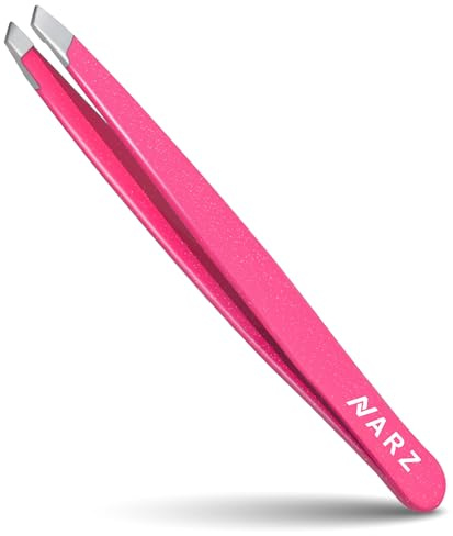 NARZ 1Pcs Professional Tweezer for Facial Hair Women & Men Stainless Steel Precision Tweezers for Ingrown Hair Tweezers for Men & Women (Shiny Pink)
