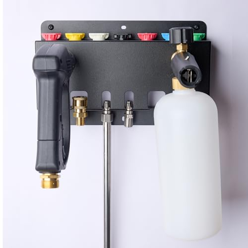 Trumlandy Hochdruckreiniger-Pistolenhalter, Wandmontage, Hochdruckreiniger-Zubehör, Aufbewahrungsregal für Hochdruckreiniger-Pistole/Düsenspitzen/Schaumkanone/6,35 mm