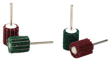 BomDog Mola, 4 Pezzi 20 Mm Tampone Abrasivo Ruota Abrasiva Fibra Lucidatura Ruota Lamellare Rosso Verde 3 Mm Gambo per Accessori Rotanti Strumenti