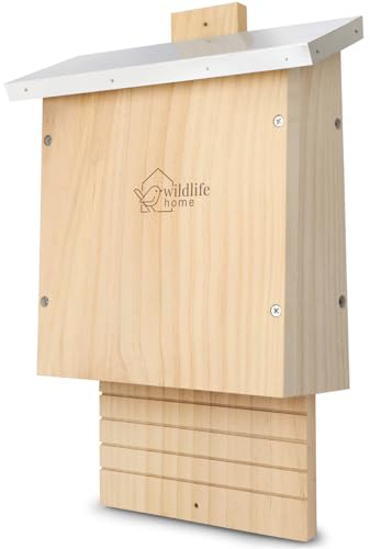 WILDLIFE HOME Großer Schwerer Fledermauskasten nach NABU - verschraubt aus Massivholz & 100% wetterfest, unbehandelt, Fledermaus-Haus & Nistkasten Fledermäuse, Sommer & Winterquartier