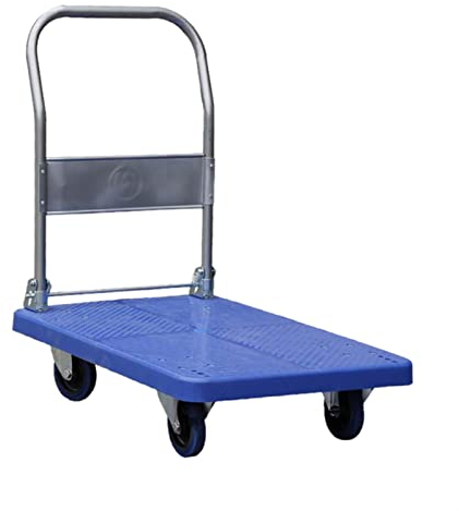 Schwerlast-Plattformwagen, leiser Wagen, einhändig klappbarer industrieller Plattformwagen, 250 kg/400 kg stark, langlebig, für einfachen Transport/schweres Heben (Farbe: Blau, Größe: 72 x 48 x 86 c