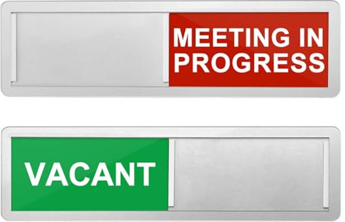 BUZIFU English Privacy Sign Vacant/Meeting In Progress Sliding Sign Vacant Occupied Sign In a Meeting Door Sign Slider Door sign Tells Whether Room Vacant or Occupied for Home Office Restroom