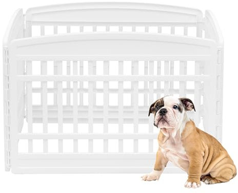 IRIS USA Dog Playpen 24 4-Panel Puppy Playpen, 35 x 35 x 24, Puppy Fence, Dog Playpen, Dog Play Pen Indoors, Pet Fence, Puppies/Small Dogs, White