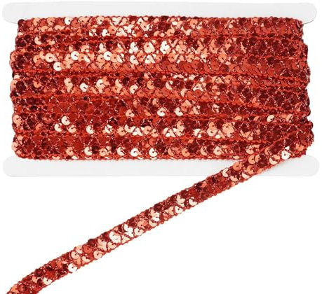 Paillettenband 15 Yards Paillette Trim Bänder Handwerk Gewelltes Glitzer Bauchtanzgürtel Bühnenkostüme Dekoband für DIY Nähen Kostüme (Rot)