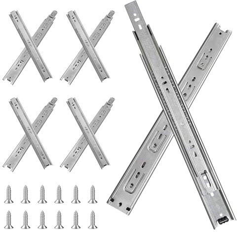 FCOUMY guide per cassetti 40,6 cm, guide per cassetti estrazione totale con guide con cuscinetti a sfera, guide cassetti 100 libbre di capacità 4 paia (8 pezzi)