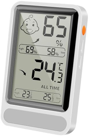 Termómetro higrómetro digital para ventana, higrómetro digital compacto, higrómetro digital retroiluminado automático, termómetro higrómetro interior de pantalla grande, higrómetro interior
