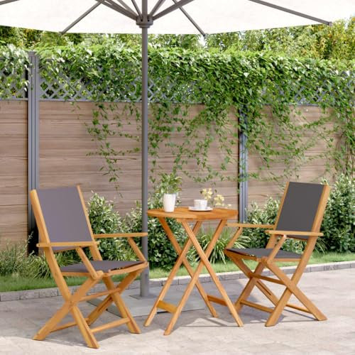 Homgoday 3-TLG. Bistro set antracit tyg och massivt trä balkongset, balkongmöbler, trädgårdsset med stolar, trädgårdsmöbler set, utemöbler, sittgrupp för gård, trädgård