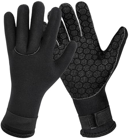 Risipu Guanti in neoprene da 3 mm per uomo e donna, termici, antiscivolo, con cinturino da polso regolabile, ideali per immersioni, snorkeling, kayak, surf e nuoto in acqua fredda (S)