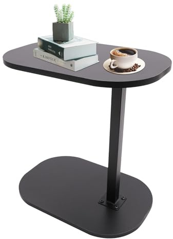 Mesa auxiliar en forma de C, altura regulable 45 – 80 cm, mesa giratoria e inclinable, mesa de sofá, mesita de noche, mesa portátil con ruedas, moderna pequeña mesa de centro para ahorrar espacio y