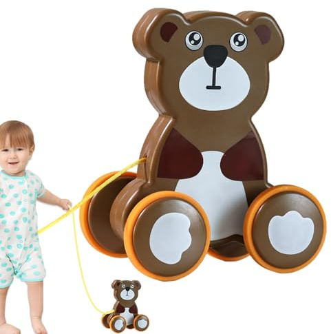 Jouet à Tirer, Jouet à Pousser | Jouet Push-Pull en Forme d'animal Mignon, d'éducation précoce avec Roues en Caoutchouc, Jouet interactif à Tirer, stimule l'imagination