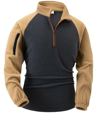 Generisch Suéter de forro polar militar para hombre con media cremallera, chaquetas tácticas, suéter de combate al aire libre, cuello alto, suéter de trabajo térmico, caza, manga larga, suéter de