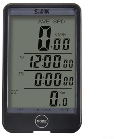 Yuanpgky SD-576A - Ordenador de bicicleta para velocímetro y odómetro, computadora de ciclo con cable con pantalla LCD grande de 2.9 x 1.77 pulgadas, diseño de caja de batería dual,