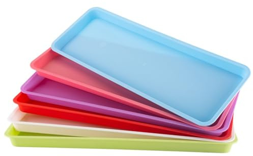 QOXEZY Sottovaso rettangolare (6 pezzi), in plastica PP di alta qualità, per piante da interno/esterno, 45 cm x 16,5 cm x 2,5 cm, design salvaspazio per davanzali, balconi e giardini