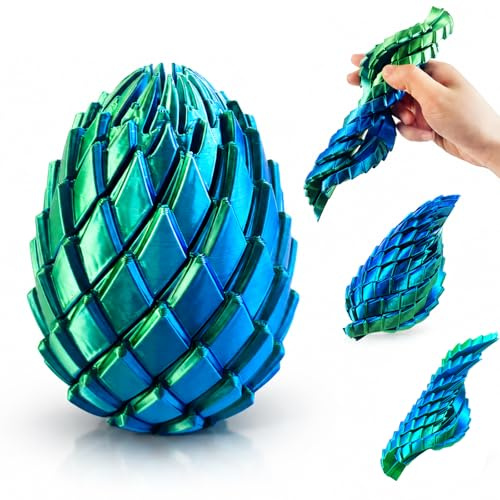 Dubydu Œuf Fidget 3D Imprimé Dragon Egg, Effet Liquide Morphslime Antistress, Jouet Sensoriel Rotatif, Balle Anti Stress pour Concentration Bureau Maison Voyage Enfants Adultes (Vert)