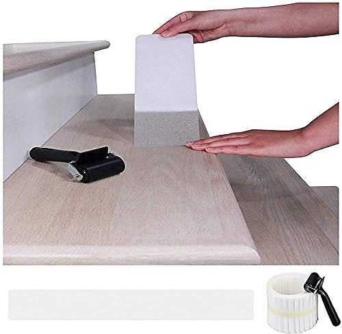 BangShou Nastro Anti-Scivolo Trasparenti per Scale 10x80 CM con 15 Rotoli di Strisce Autoadesivo Trasparente Antiscivolo (Incluso Un Rullo di Installazione)