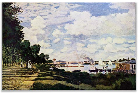 Monet Wall Art Collection Canvas Seine Basin Near Argenteuil Prints Wrapped Gallery Wall Art | Stretched and Framed Ready to Hang, 24X32
