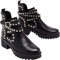2021 Frauen Stiefeletten Damen Elegent Mode Party Schuhe Hohl Nieten Ankle Boots Schnee Stiefel Mit Verschluss Absatz Herbst Winter High Heel Rockabilly Stiefel,Schwarz,40 EU