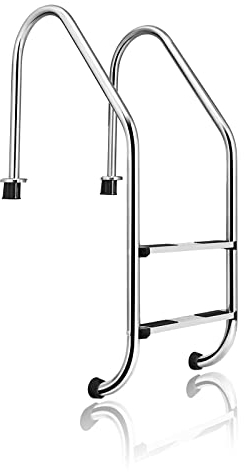 Lsoiup Poolleiter aus Edelstahl im Boden mit 2 Stufen 200 kg Tragkraft Poolschiene Schwimmdocktreppe mit Installationskit