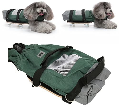 Pssopp Pet Wheelchair, Breathable Laminated Wood Panel Dog Walking Scooter with Oxford Outdoor Traction Bag for Paralyzed Pets M(Suitable for 4‑6kg/8.8‑13.2lb)