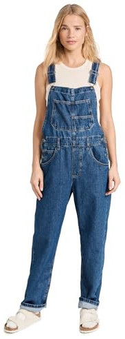 Free People Women's Ziggy Denim Overalls, Sapphire Blue, L