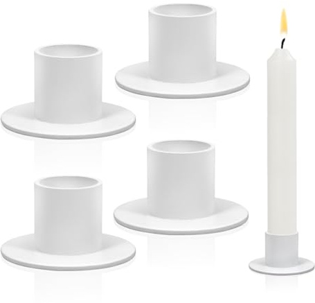0-Kinee 4 Pezzi Portacandele in Ferro Opaco,Bianco Candeliere,Porta Candele da Tavolo per Natalizio Matrimoni Feste Portacandele,Themed Party Supplies 01