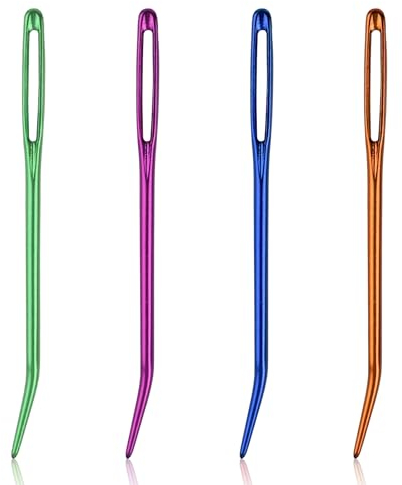 4 Stück Gebogen Stopfnadeln 7 cm Nähnadeln Großes Öhr Nähen Nadeln Lang Garn Nadeln Stumpfe Nadel für Stricken von Dicke Wolle Sticknadeln für Nähen Handwerk Vernähen
