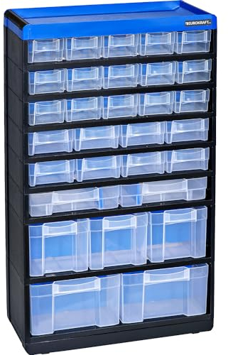 eurokraft | Kleinteilemagazin VARIOPLUS PRO | HxBxT 525 x 300 x 135 mm | 30 Schubladen | 30 Trennstege