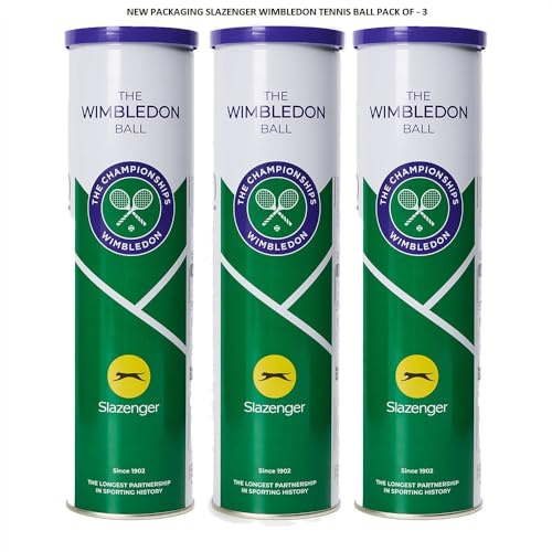zaizah 3 x Slazenger Wimbledon Tennis Balls - Official Championship Ball - High-Performance, Durable, Suitable for All Court Types (Tin of 4)