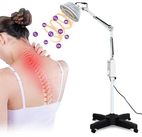 Mistuki Infrared Lamp-Tdp Far Infrared Mineral Heat Lamp Light Therapy for Body and Facial Pain Back Muscle Aches Arthritis Joint Relief Adjustable Standing Heat Lamp Device(110v 250w)