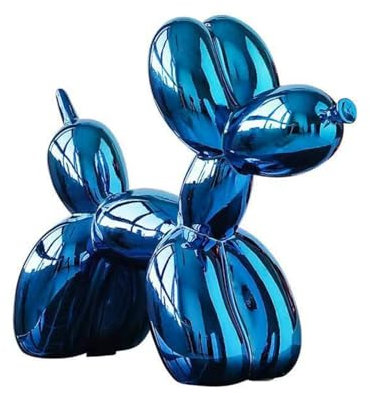 YOYUMI Electroplated Balloon Dog Sculpture Luxury Ornament, Resin Statue for Living Room Bedroom Office Decor, Mirror Gloss Finish, Blue 18 * 20 * 9cm