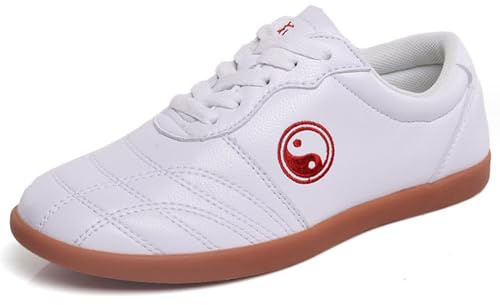 XUHCLY Tai Chi Shoes for Men Non Slip Martial Arts Shoes Women Leather Tai Chi Kung Fu Training Shoes,Taekwondo Shoes,Kung Fu Shoes(Size:41 EU/7.5 US,Color:White)