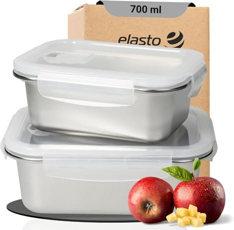 Lunchbox Erwachsene und Kinder 'Heat' mit 700 ml - BPA-freie Edelstahl Brotdose - Mikrowellengeeignet & spülmaschinengeeignet - auslaufischerer Behälter für Essen & Snacks, Farbe:silber/transparent