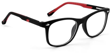 GCNWW Blue Light Glasses Kids | Teens, Anti Blue Light Glasses with Black Frames and Red Temples, Suitable for Use in Places Such as Playing Games Watching TV Playing with Mobile Phones