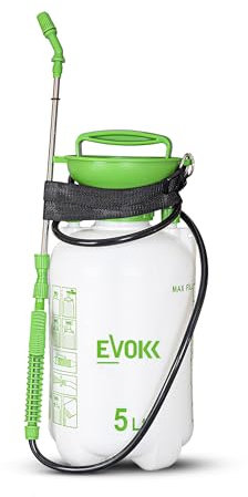EVOKK 5L Garden Sprayer Pump Action Pressure Sprayer Ideal For Water Fertilizers, Sprayers For Weed Killer, Relief Valve, Extra Strong Garden Sprayers 5 litre Pressure Pump